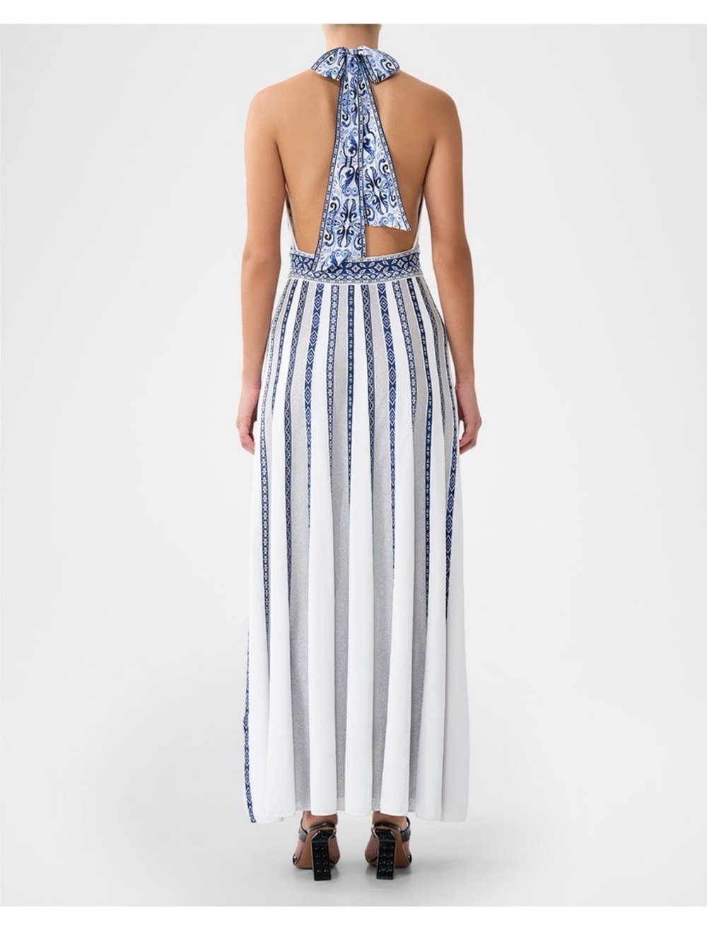 Camilla Halter Knit Dress with Silk Tie - Picture 2 of 9